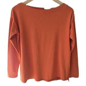 J. Jill Women's XS Luxe Supima Boatneck Tee Pumpkin Color Cotton Vacation Coast